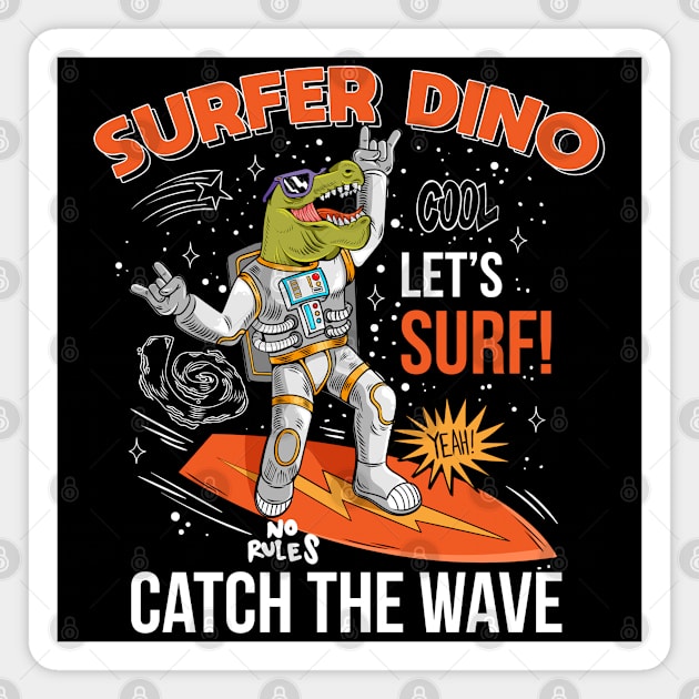 Surfer Dino Catch The Wave Magnet by Mako Design 